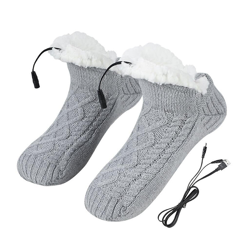 USB Heated Fleece Sock Slippers – Electric Winter Foot Warmers for Men and Women with Cozy Heating Comfort