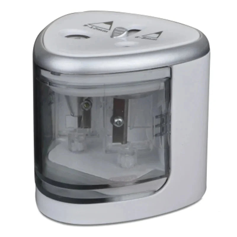 Automatic Electric Pencil Sharpener – Dual Hole Battery Powered Sharpener with Auto Stop for School and Office Supplies
