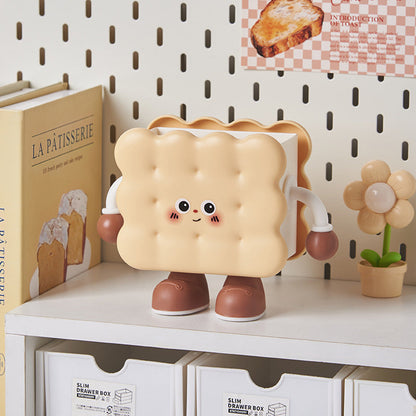 Cute Toast Storage Basket – Kawaii Desktop Organizer for Snacks, Stationery, Pens and Dorm Room Miscellaneous Storage