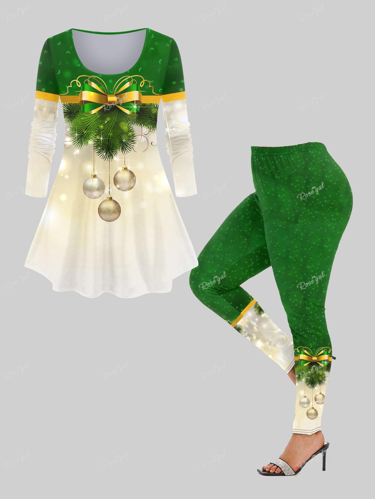 Plus Size Christmas Lounge Set – Women's Printed Tee and Leggings Pajama Outfit for Holiday Comfort and Family Photos