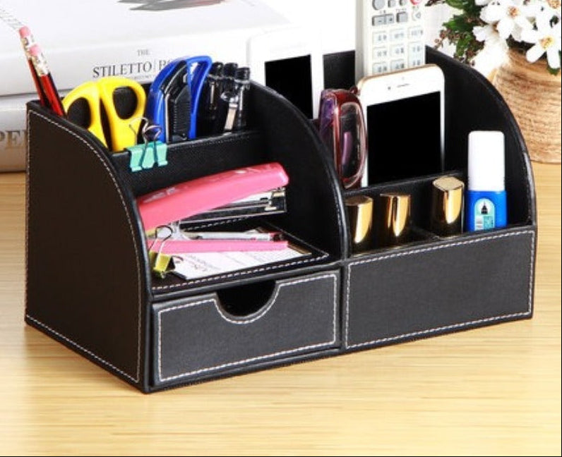Desktop Storage Organizer – Multifunction Pen Holder, Business Card Box and Office Supplies Organizer for Home and Workspace