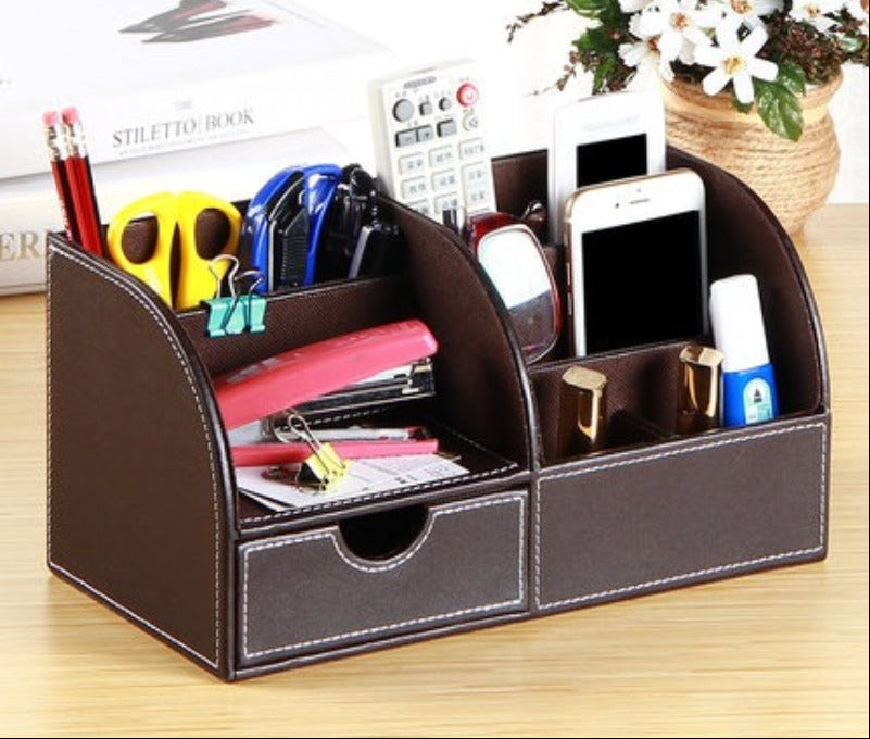 Desktop Storage Organizer – Multifunction Pen Holder, Business Card Box and Office Supplies Organizer for Home and Workspace
