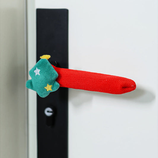 Christmas Door Handle Covers – Soft Holiday Decorations with Hanging Bells for Festive Home Entryways