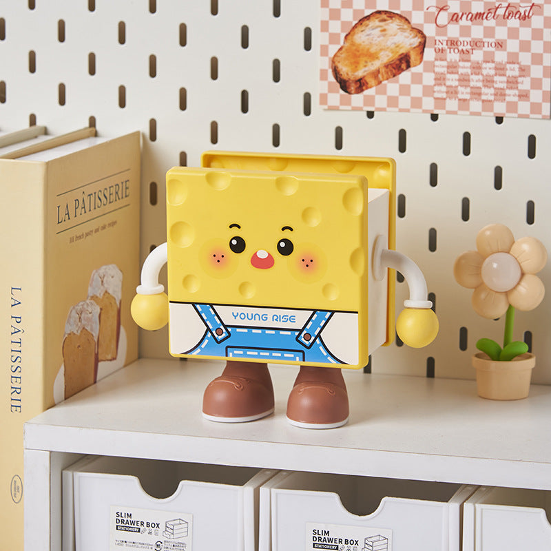 Cute Toast Storage Basket – Kawaii Desktop Organizer for Snacks, Stationery, Pens and Dorm Room Miscellaneous Storage