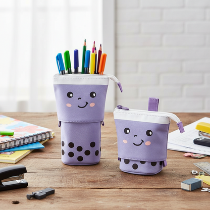 Telescopic Pencil Case – Kawaii Standing Pen Holder with Large Capacity Storage for School Stationery and Makeup Essentials