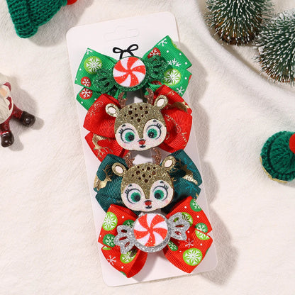 Baby Christmas Hair Clip Set – Santa and Reindeer Holiday Hair Accessories for Girls Party Outfits