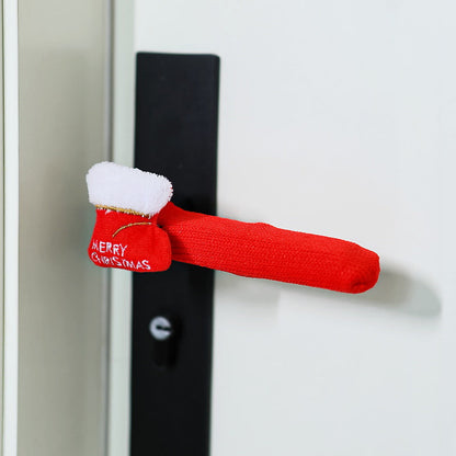 Christmas Door Handle Covers – Soft Holiday Decorations with Hanging Bells for Festive Home Entryways