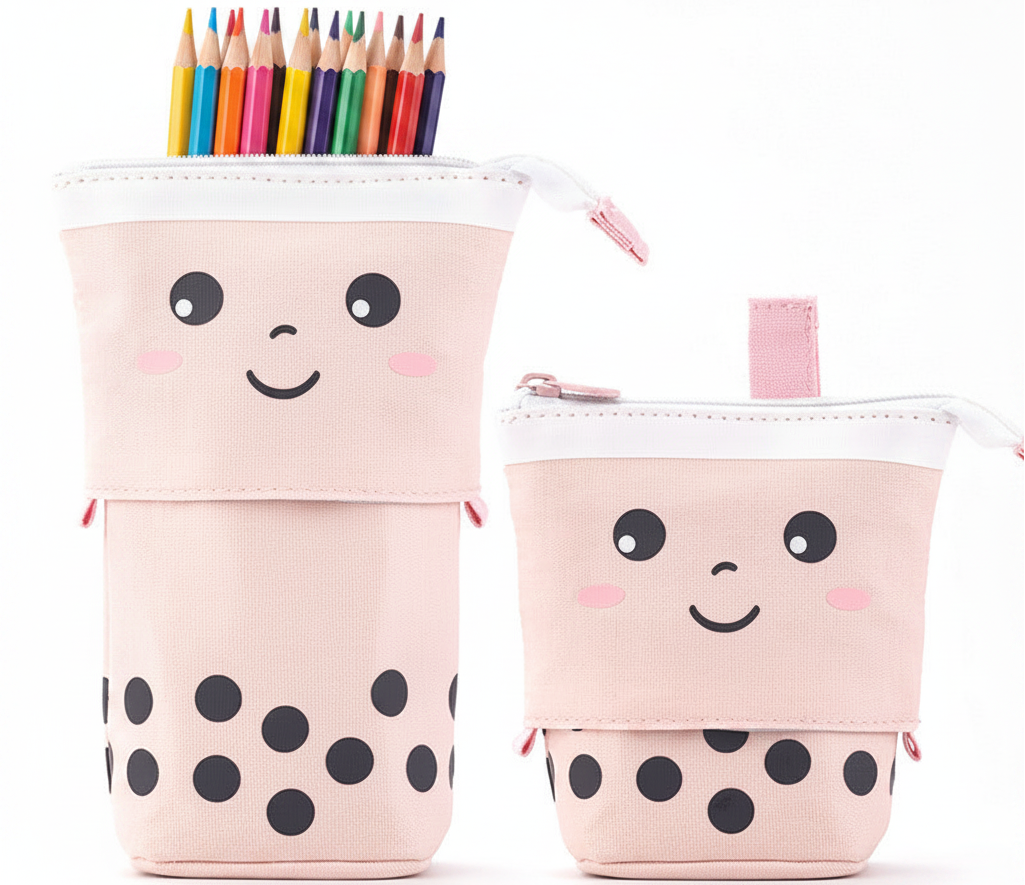 Telescopic Pencil Case – Kawaii Standing Pen Holder with Large Capacity Storage for School Stationery and Makeup Essentials