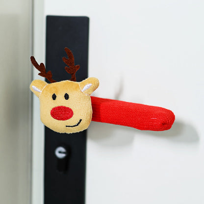 Christmas Door Handle Covers – Soft Holiday Decorations with Hanging Bells for Festive Home Entryways