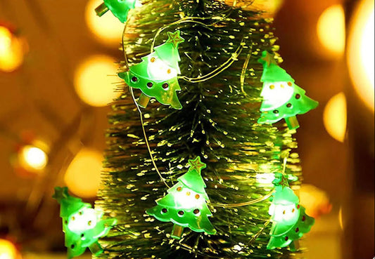 LED Christmas Fairy Lights – 20 LED Battery Powered Santa and Snowflake String Lights for Holiday Home Decorations