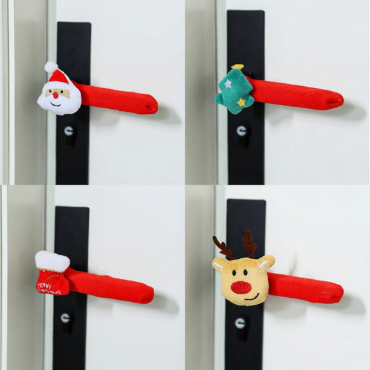 Christmas Door Handle Covers – Soft Holiday Decorations with Hanging Bells for Festive Home Entryways