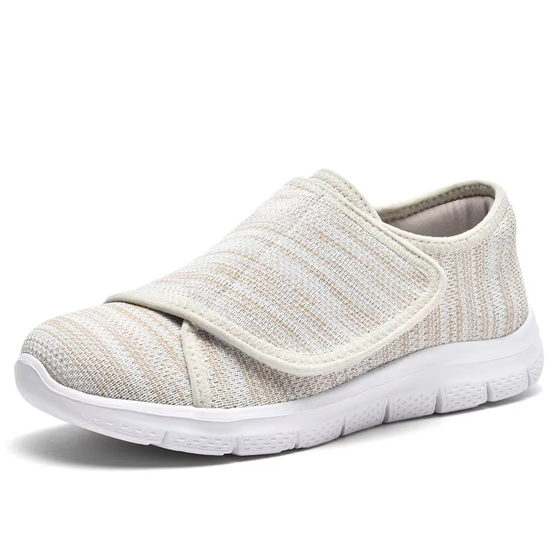 Women's Wide Fit Walking Shoes with Adjustable Strap and Breathable Mesh
