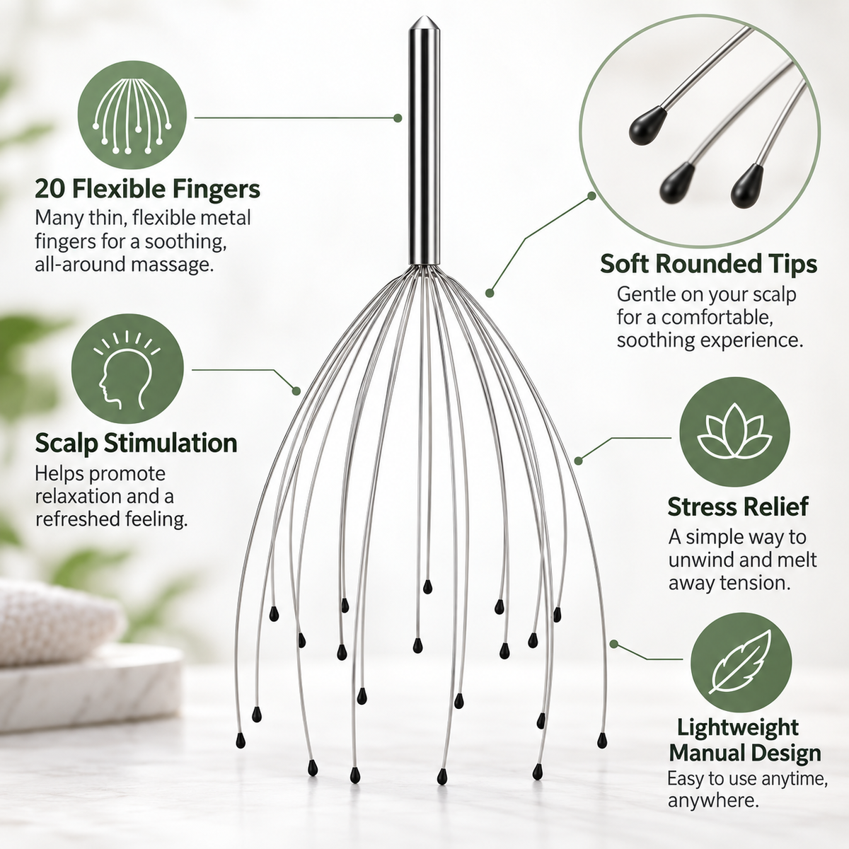 Scalp Stress Relief Massager Relaxation Stimulation Tool