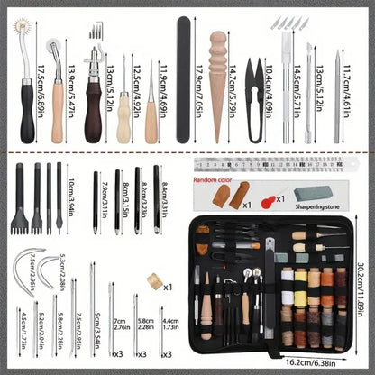 Leather Sewing Kit All In One Leather Craft Tool Set With Awl Needles And Thread DIY Gift Idea