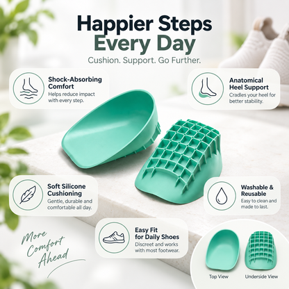 Shock Absorbing Heel Cups Washable Anatomical Support