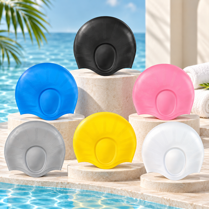 Silicone Swim Cap Ear Protection Long Hair Swim Training