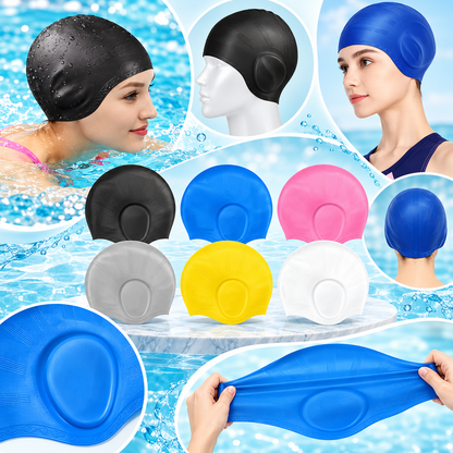 Silicone Swim Cap Ear Protection Long Hair Swim Training