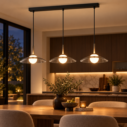 Smoky Glass LED Pendant Light Dimmable Dome Modern
