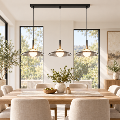 Smoky Glass LED Pendant Light Dimmable Dome Modern