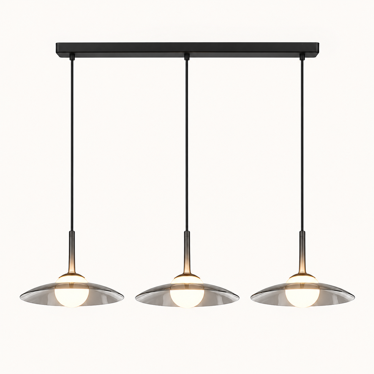Smoky Glass LED Pendant Light Dimmable Dome Modern