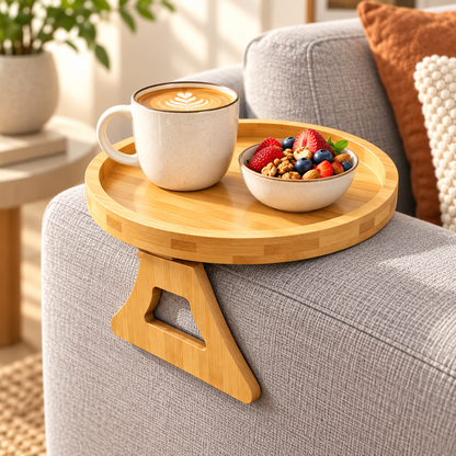 Sofa Armrest Tray Wooden Compact Minimalist Rectangle