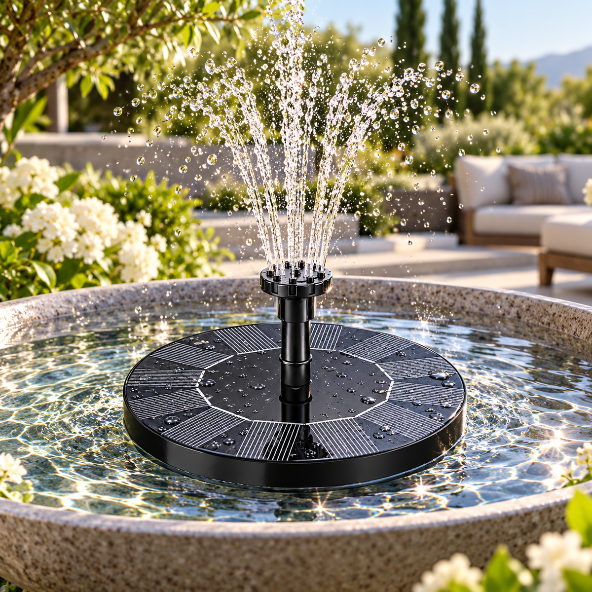 Solar Fountain Pump Floating Water Feature Outdoor Decor