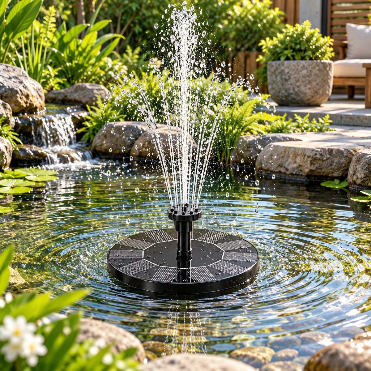 Solar Fountain Pump Floating Water Feature Outdoor Decor