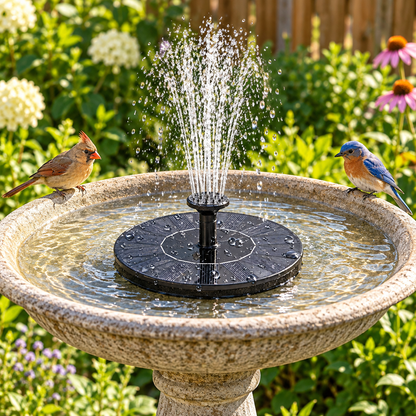 Solar Powered Bird Bath Fountain Outdoor Water Feature