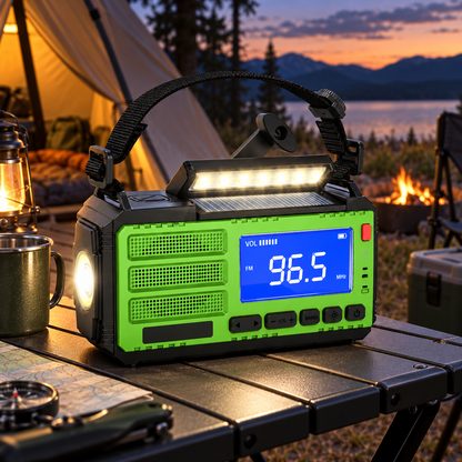 Solar Powered Emergency Radio Hand Crank Portable LED Alarm