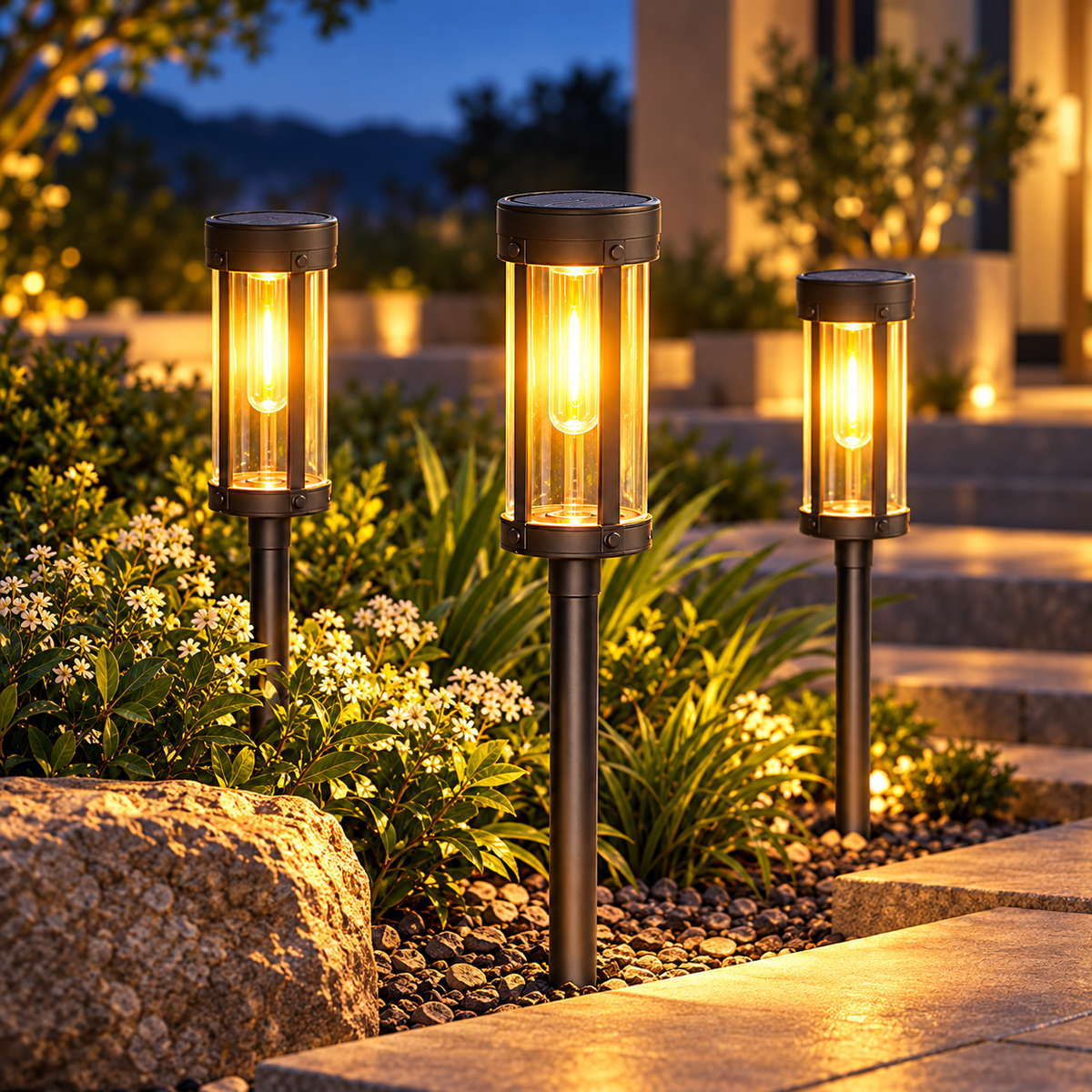 Solar Powered Light Outdoor Torch Garden Lighting Setup