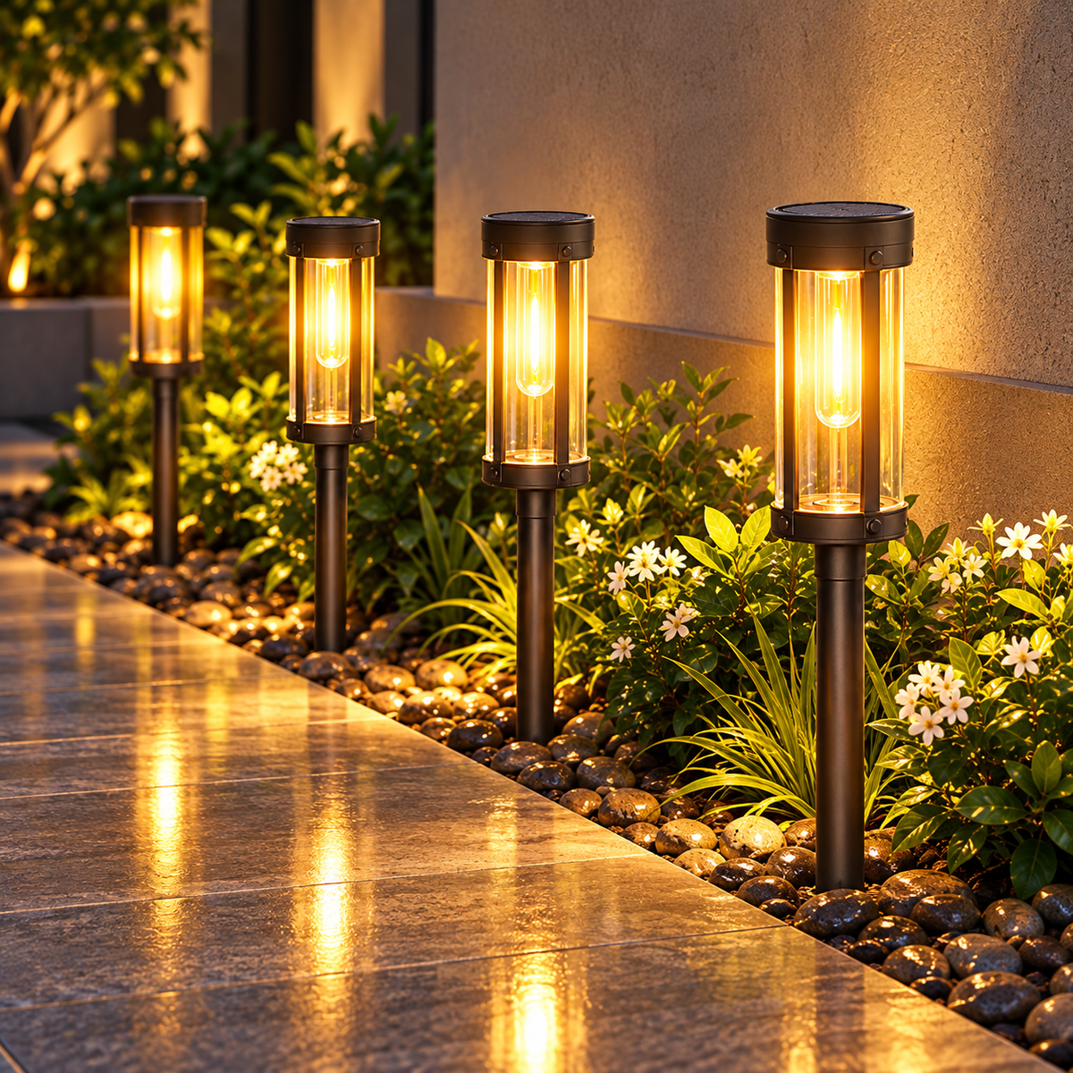 Solar Powered Light Outdoor Torch Garden Lighting Setup