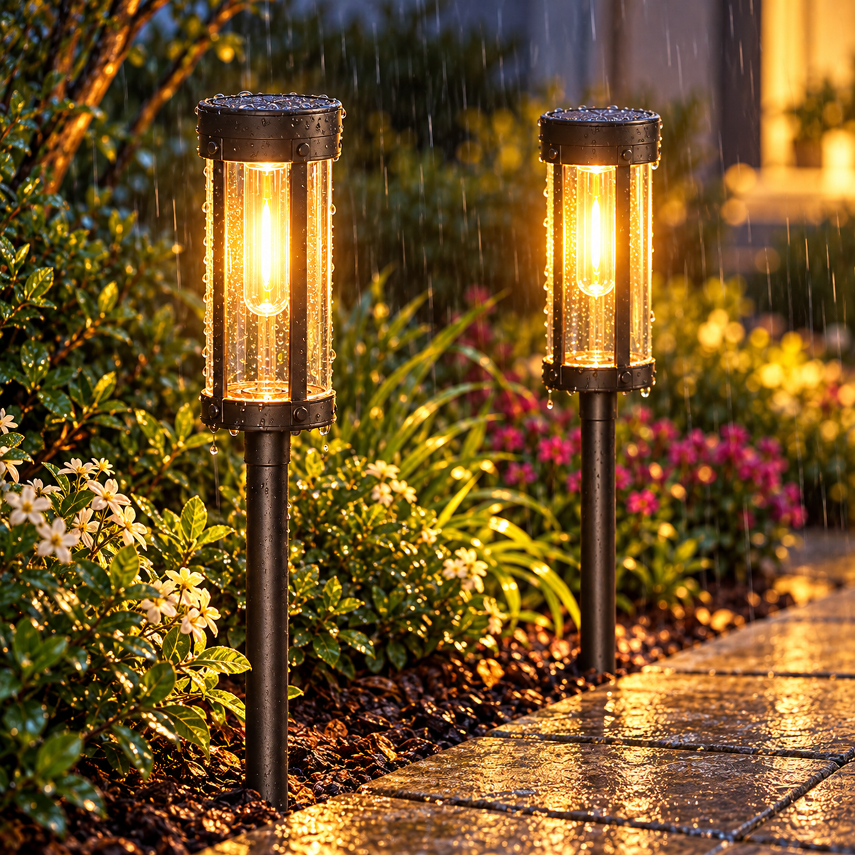Solar Powered Light Outdoor Torch Garden Lighting Setup