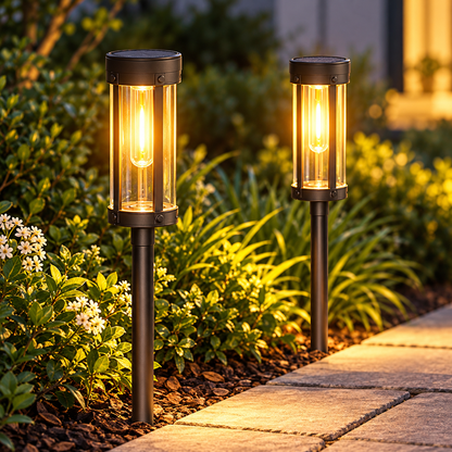 Solar Powered Light Outdoor Torch Garden Lighting Setup