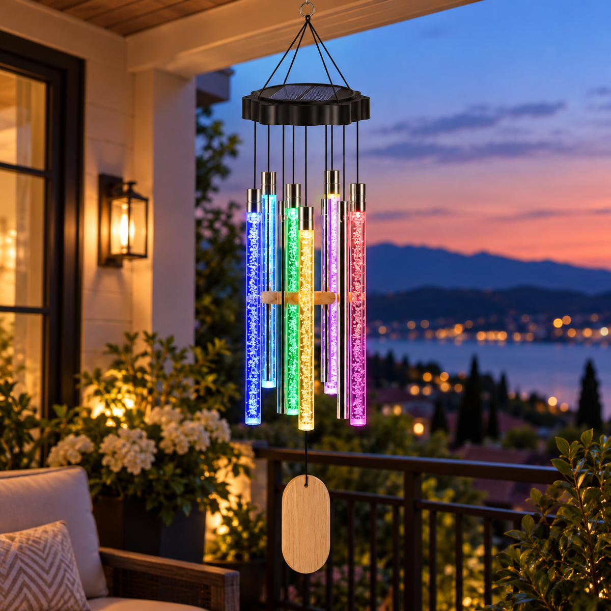 Solar Wind Chimes Musical Outdoor Hanging Lantern