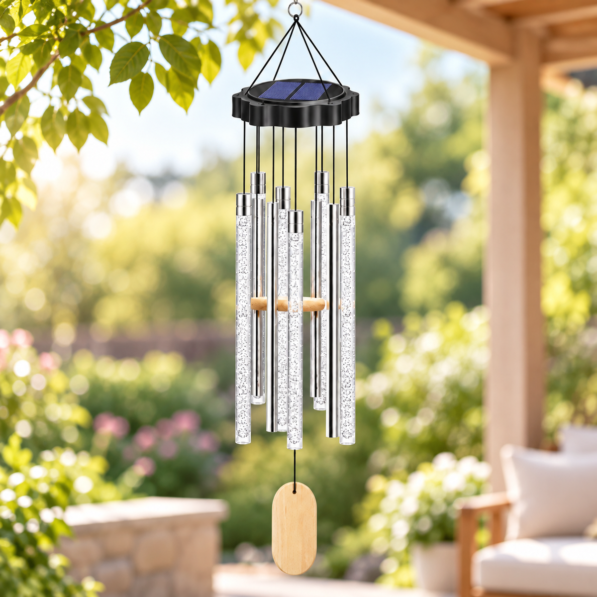 Solar Wind Chimes Musical Outdoor Hanging Lantern