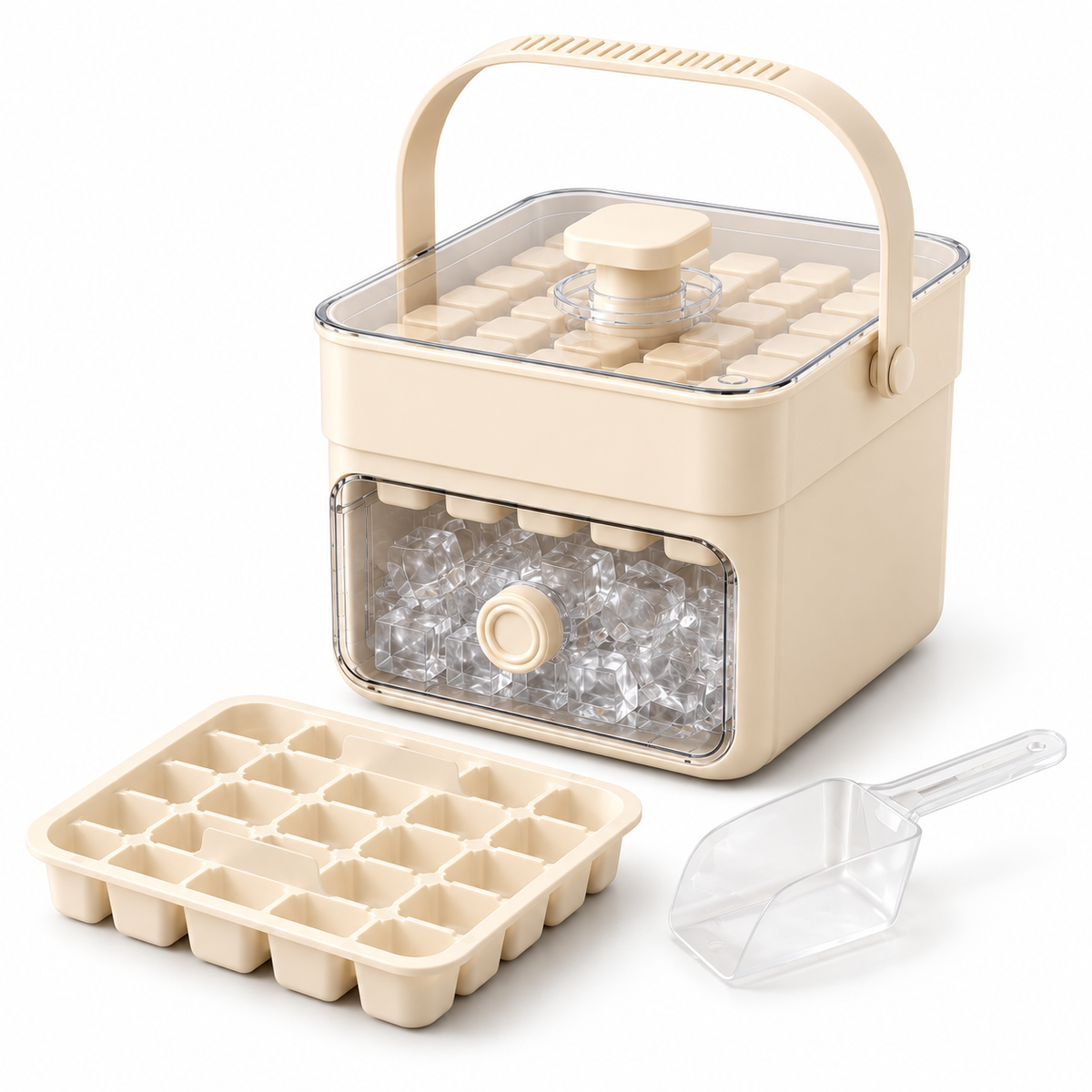 Stackable Ice Cube Maker Spill Resistant Tray Set