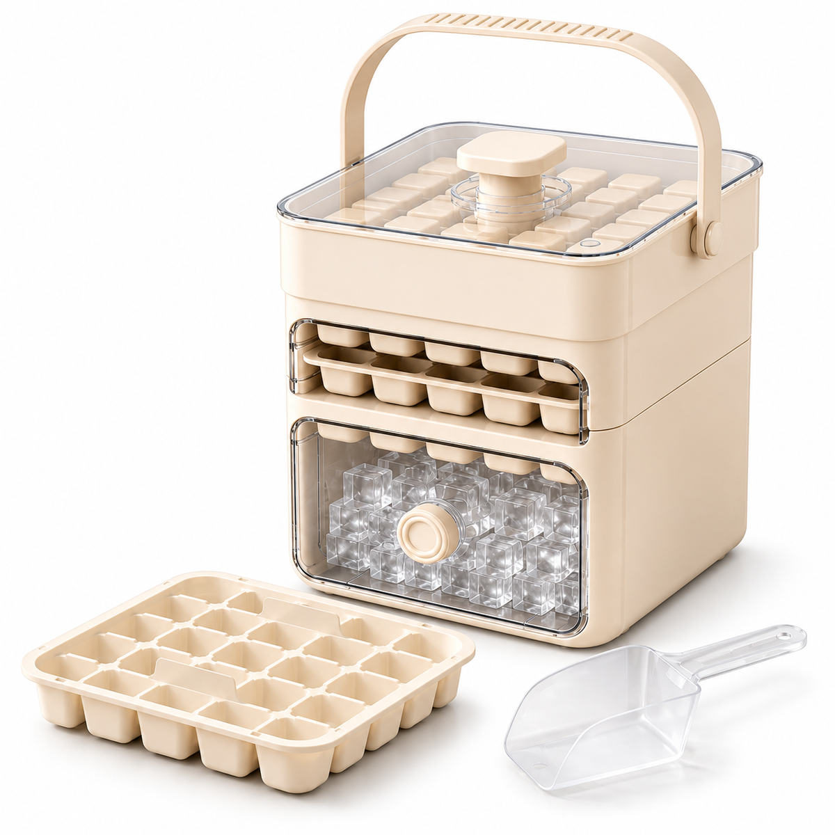 Stackable Ice Cube Maker Spill Resistant Tray Set