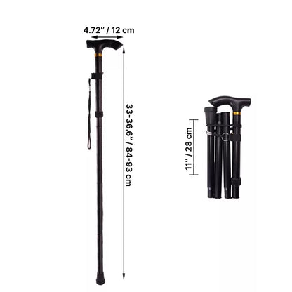 Telescopic Walking Stick with Ergonomic Grip and Non-Slip Rubber Tip, Foldable Design