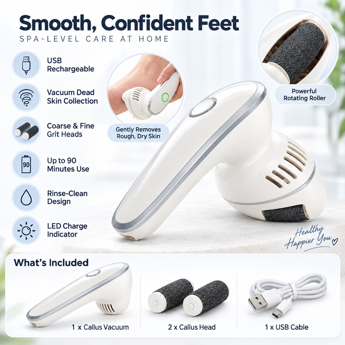 USB Rechargeable Callus Vacuum Electric Remover Portable
