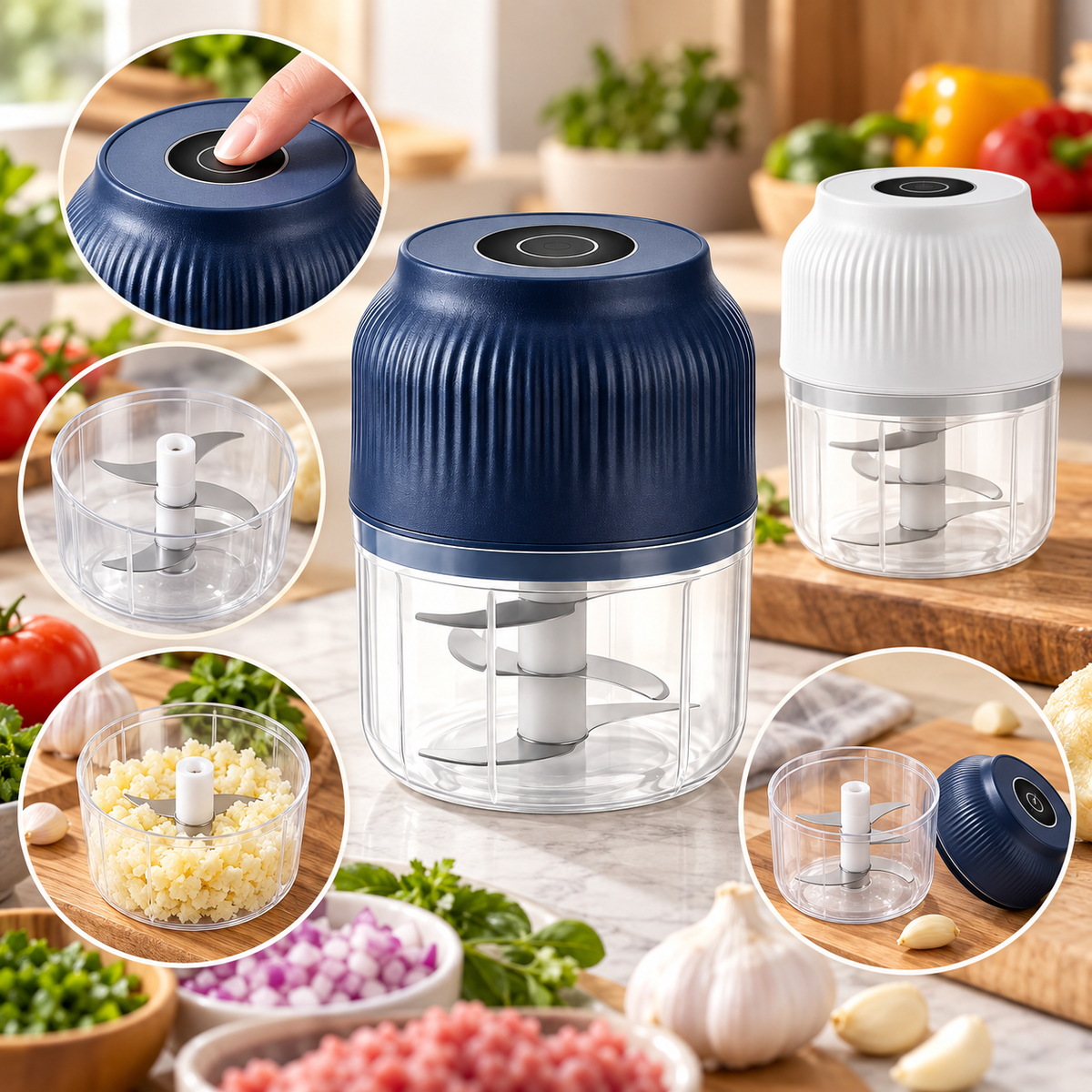USB Rechargeable Mini Chopper Portable Compact Design