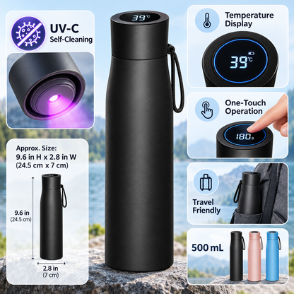 UV Light Water Bottle Self Cleaning Temperature Display