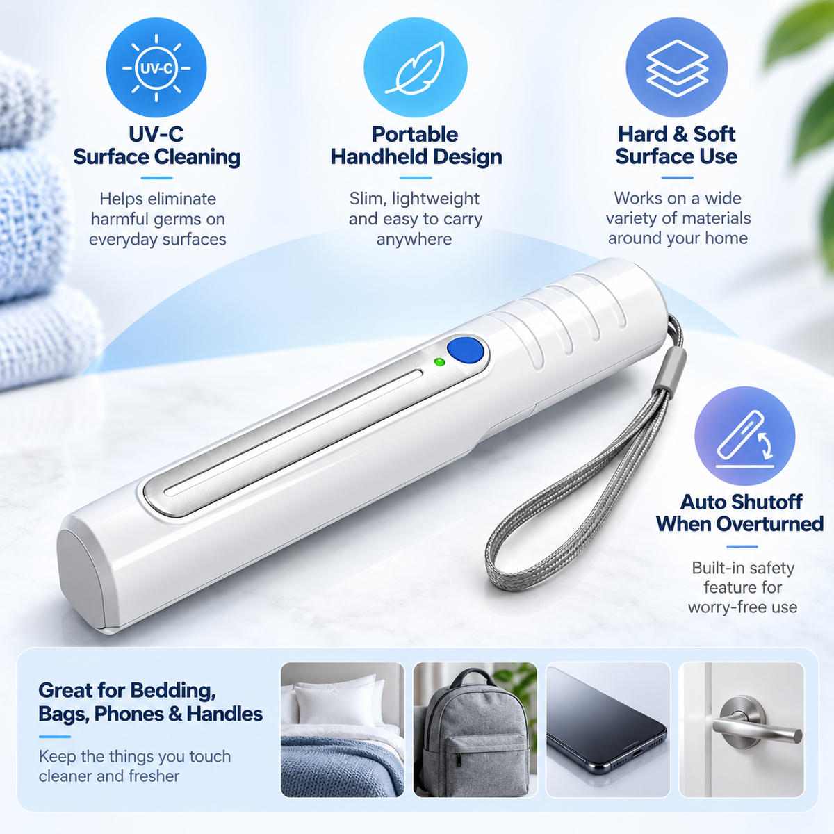 UV Sanitizing Wand Germ Reduction Wand Portable Bedding