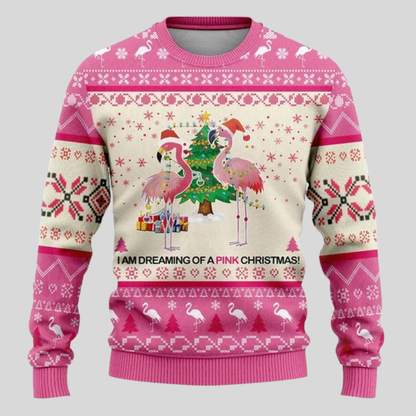 Polar Bear Knit Sweater with Crew Neck and Long Sleeves for Winter Gatherings