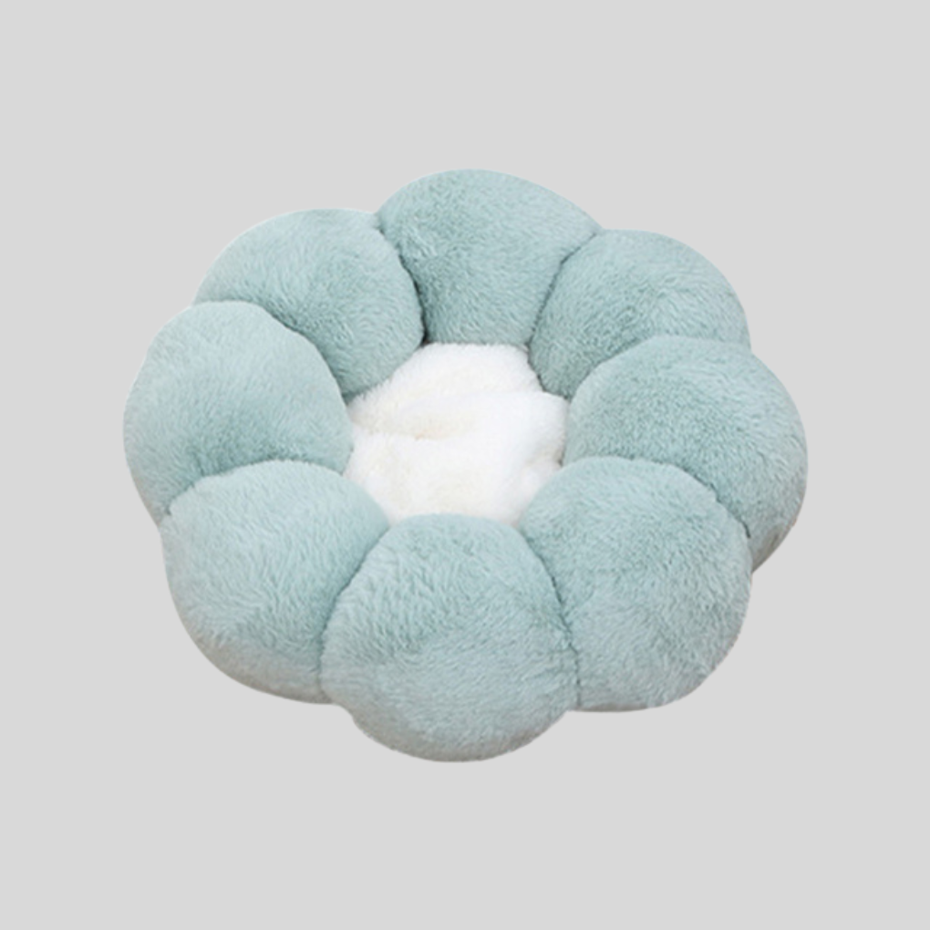 Plush Pet Bed with Raised Petal Rim and Polyester Fill, Three Sizes Available