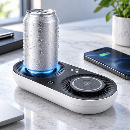 Wireless Charging Beverage Warmer Cooler Round LED