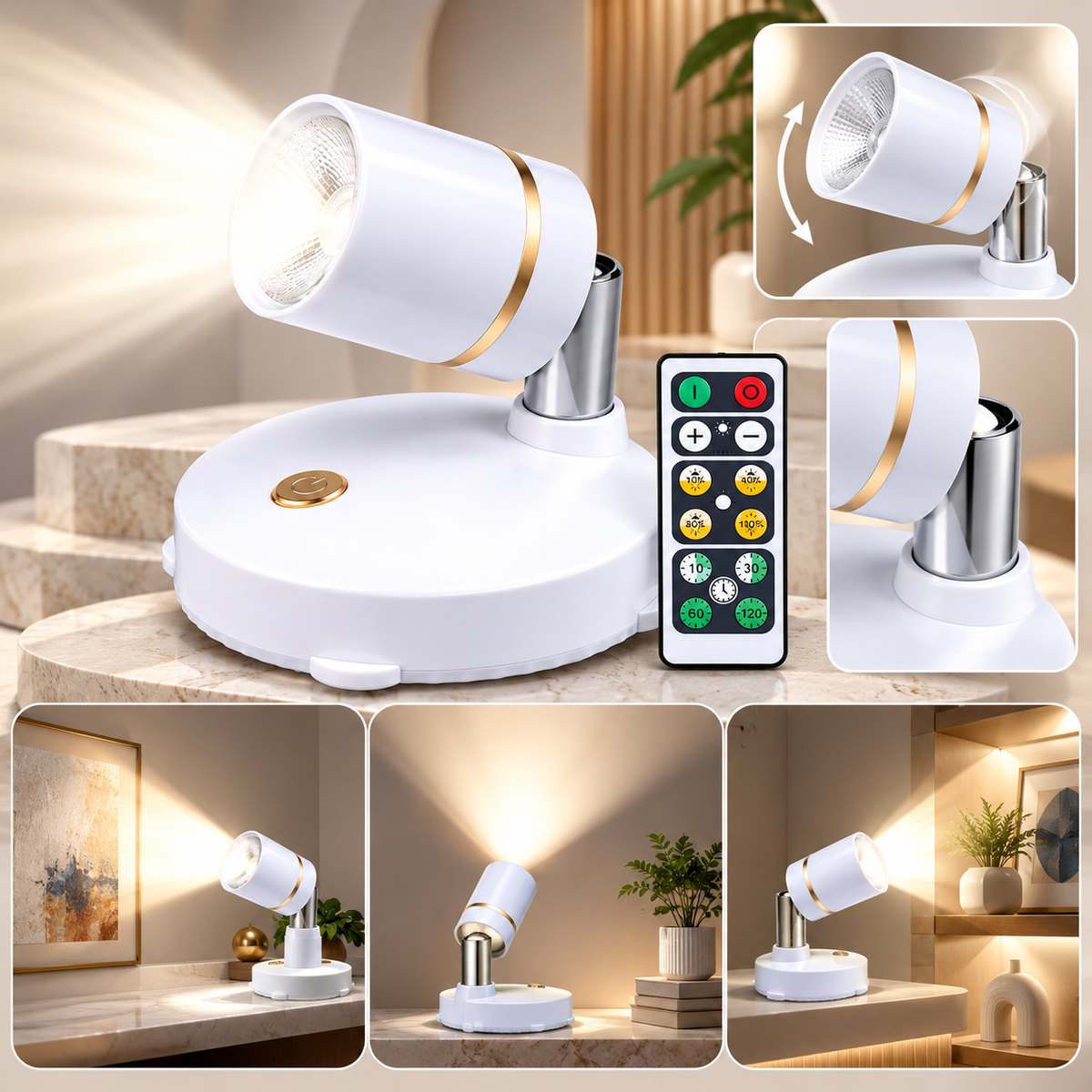 Wireless Spotlight Remote Control Dimmable LED Adjustable