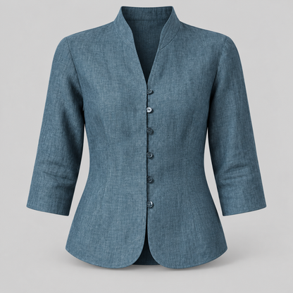 Women's Stand-Collar Blouse Three-Quarter Sleeve | Versatile Blouse