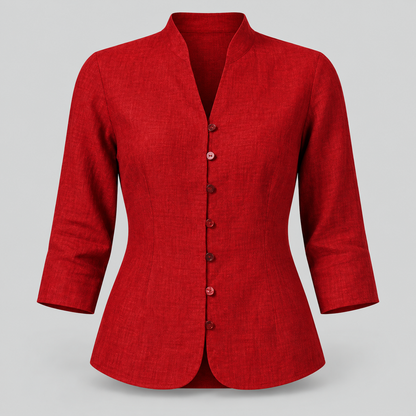 Women's Stand-Collar Blouse Three-Quarter Sleeve | Versatile Blouse