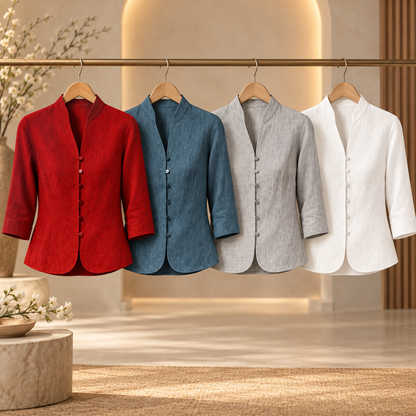 Women's Stand-Collar Blouse Three-Quarter Sleeve | Versatile Blouse