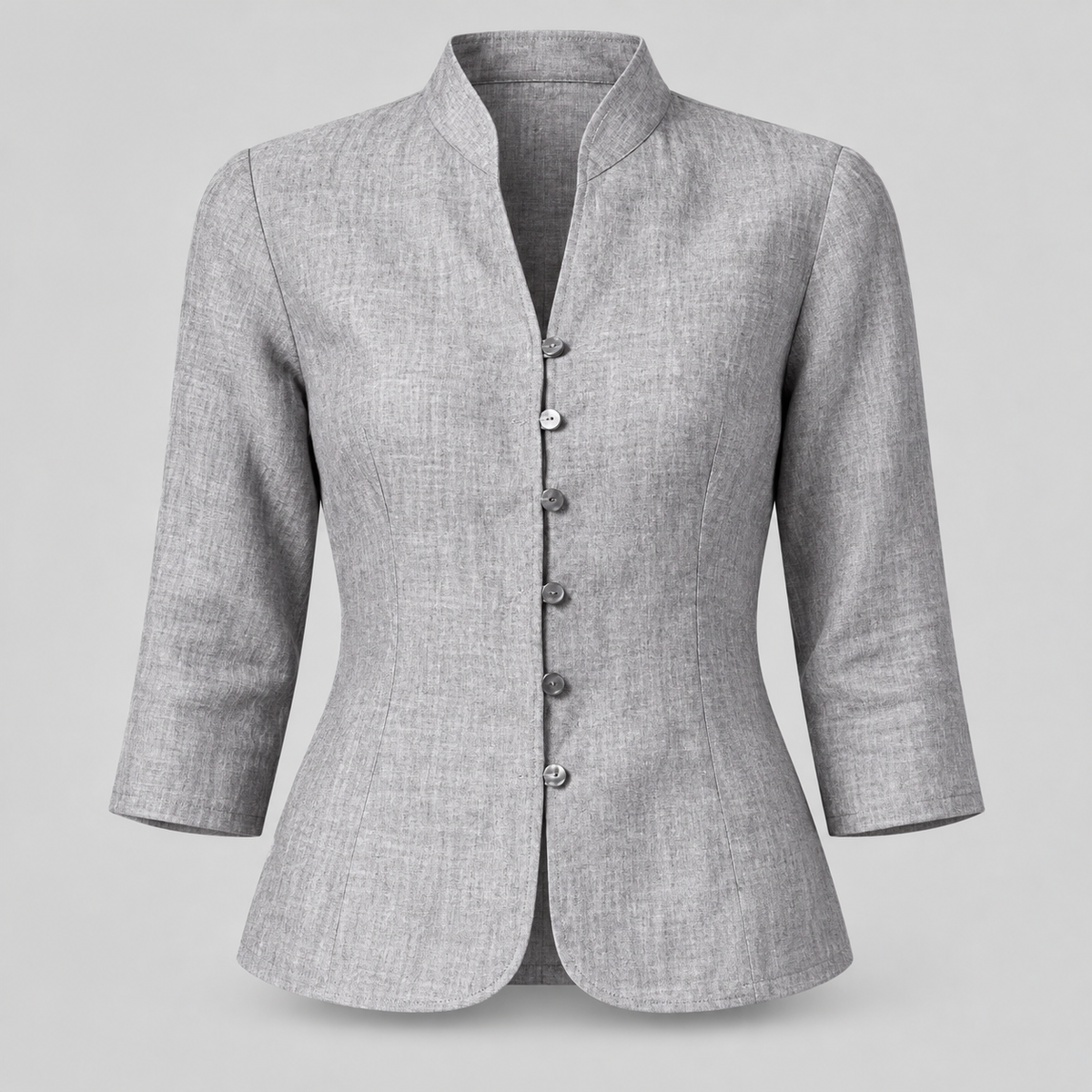 Women's Stand-Collar Blouse Three-Quarter Sleeve | Versatile Blouse